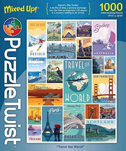 Puzzletwist Jigsaw Puzzle | Travel the World | Mixed Up! Series | 1000 Pieces | Vacation Flights Family Pastime