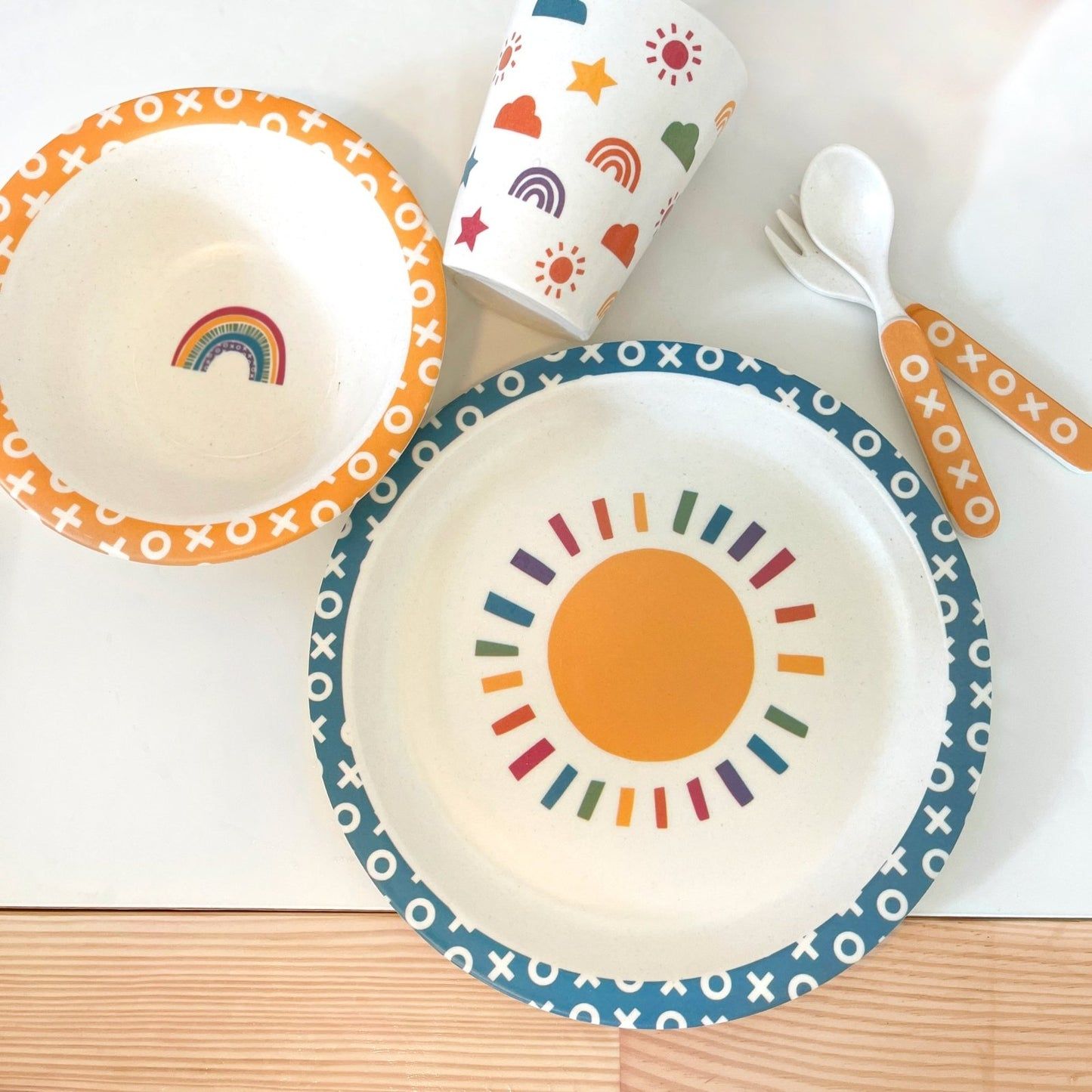 Rainbow Bamboo Mealtime Kids Set