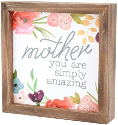 Mother You Are Simply Amazing Framed Floral Wood Block Sign Gift