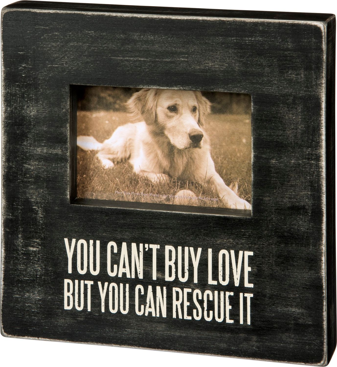 Primitives by Kathy 31143 Distressed Black and White Box Frame, 10 x 10-Inches, Rescue It