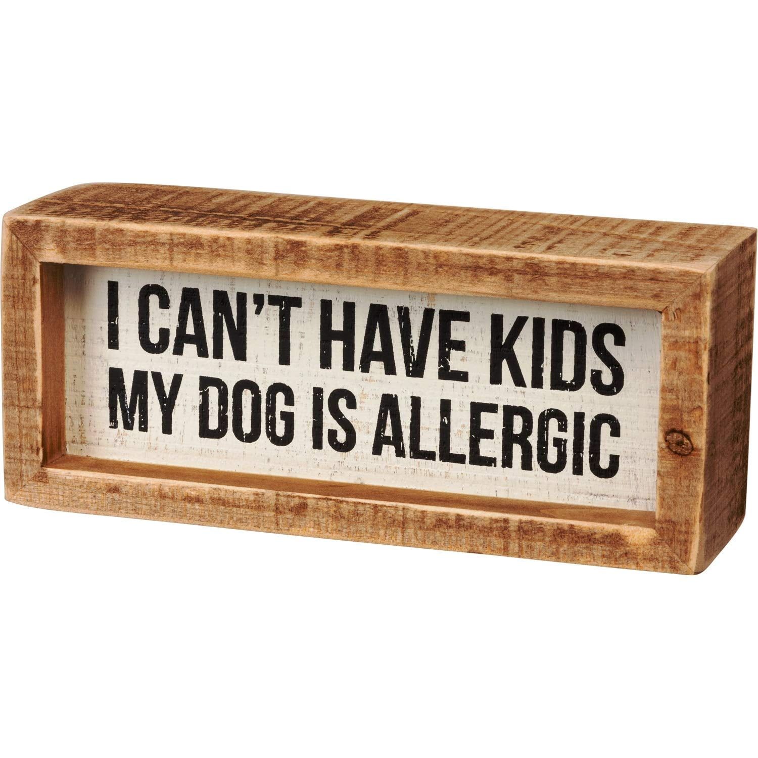 Primitives by Kathy Inset Box Sign Dog is Allergic