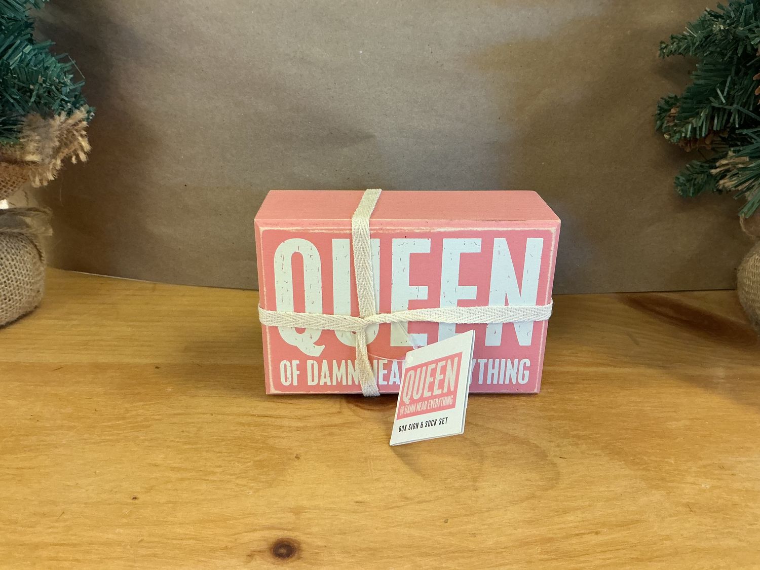 Queen of Near Everything - Box Sign and Socks Set