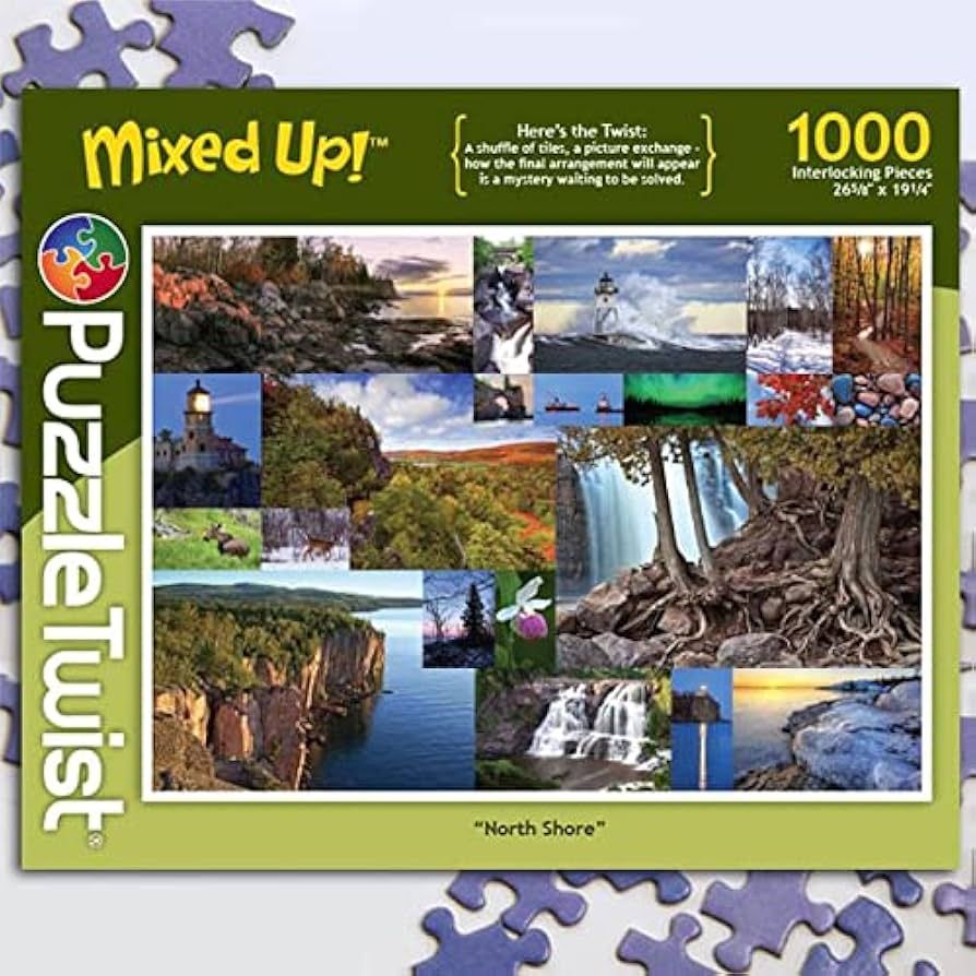 Puzzletwist Jigsaw Puzzle | "North Shore" | Mixed Up! Series | 1000 Pieces | Lakes Woods Family Pastime