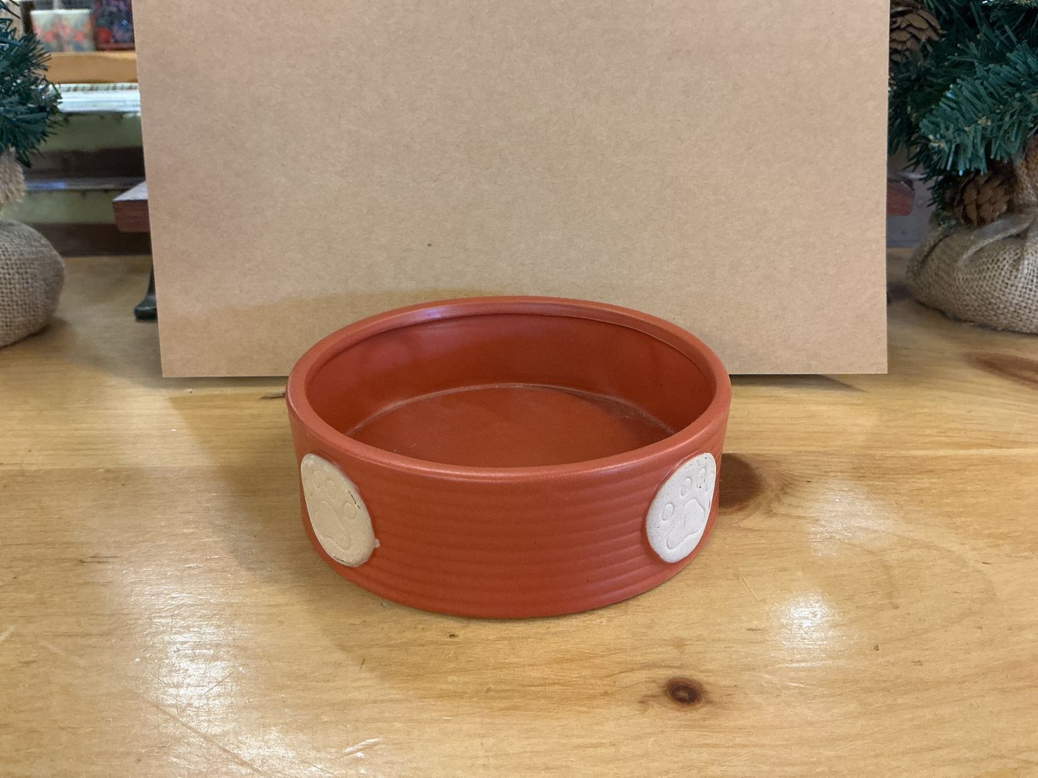Small red paw print pet bowl