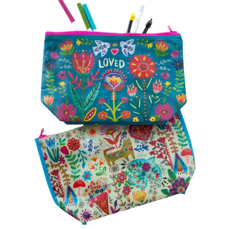 Teal Loved Recycled Zipper Pouch