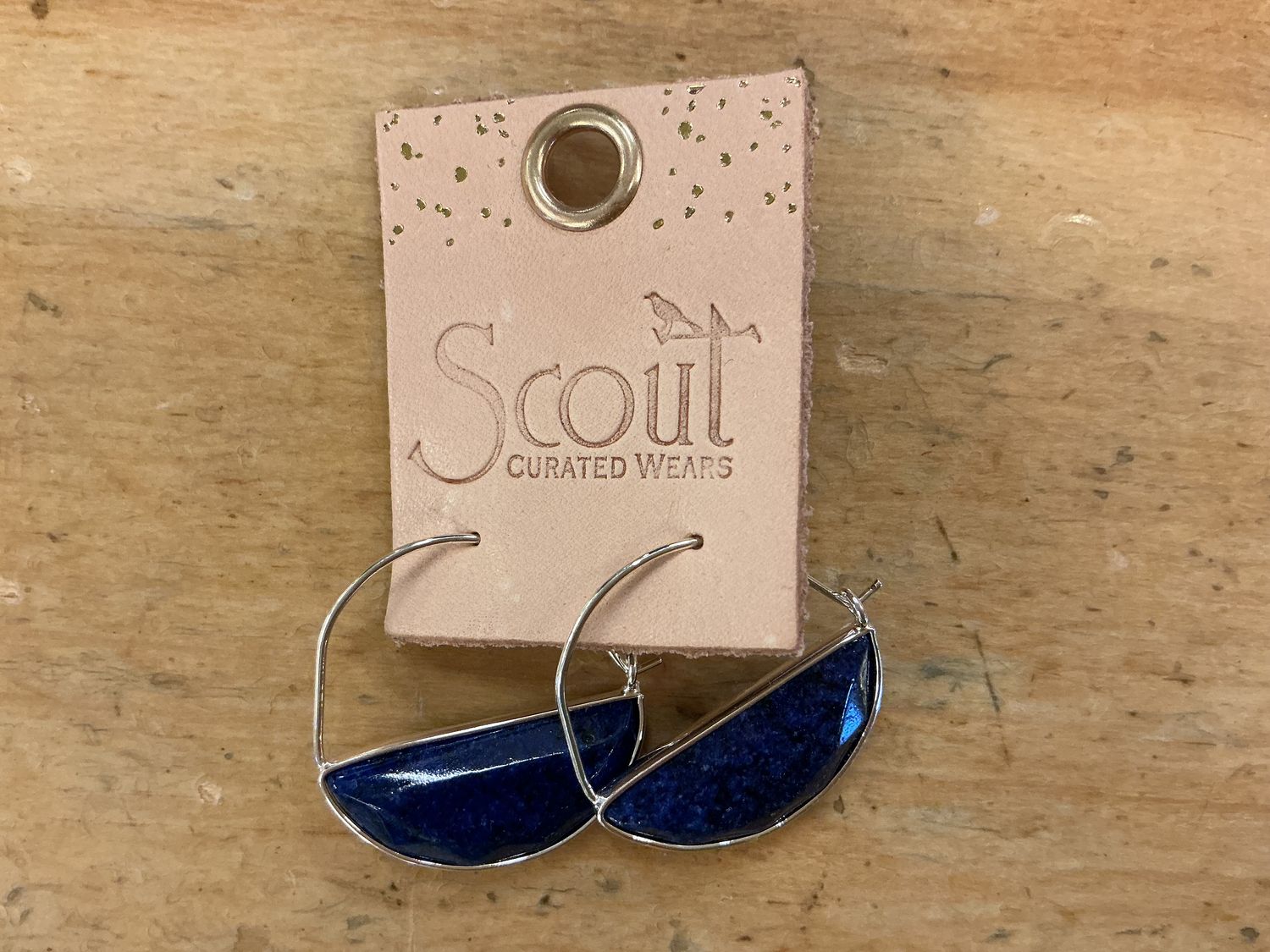 Lapis Stone Prism Hoop - Earring