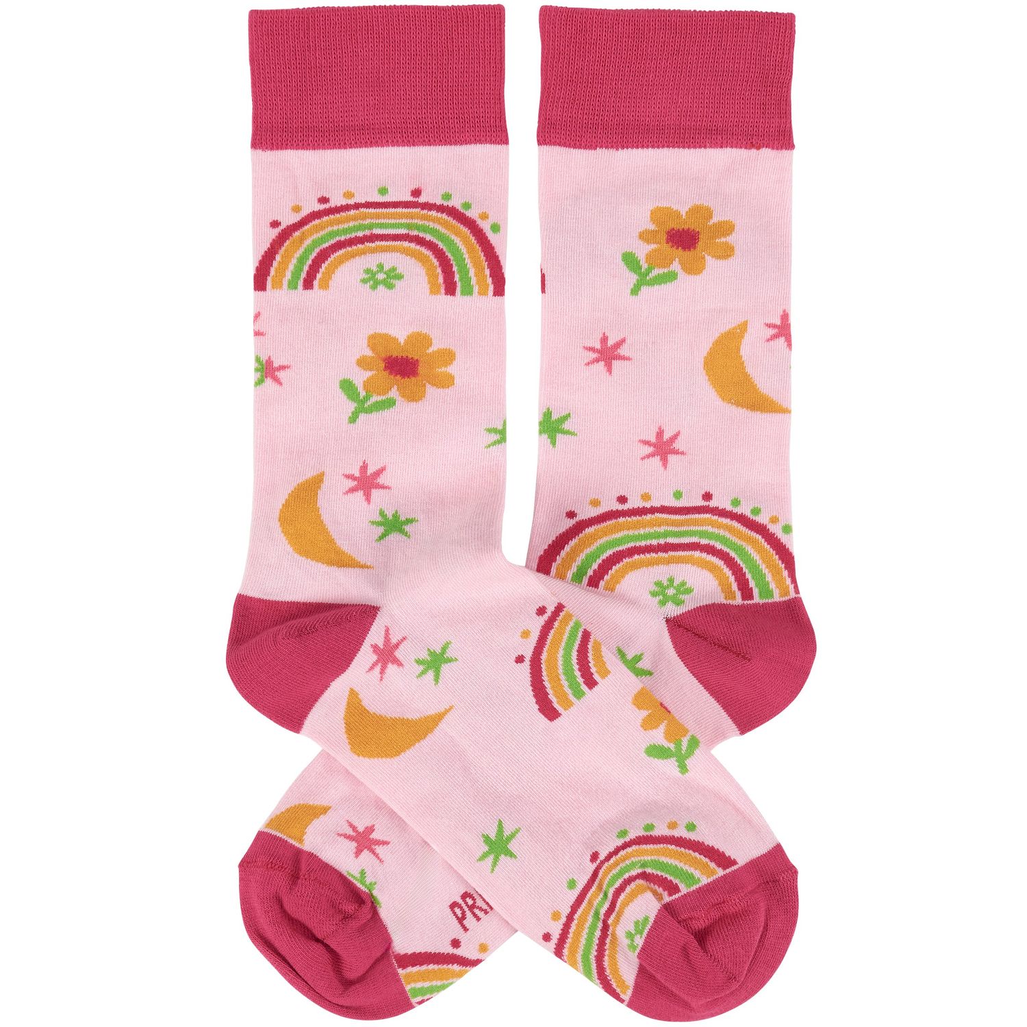 pink rainbow flower socks