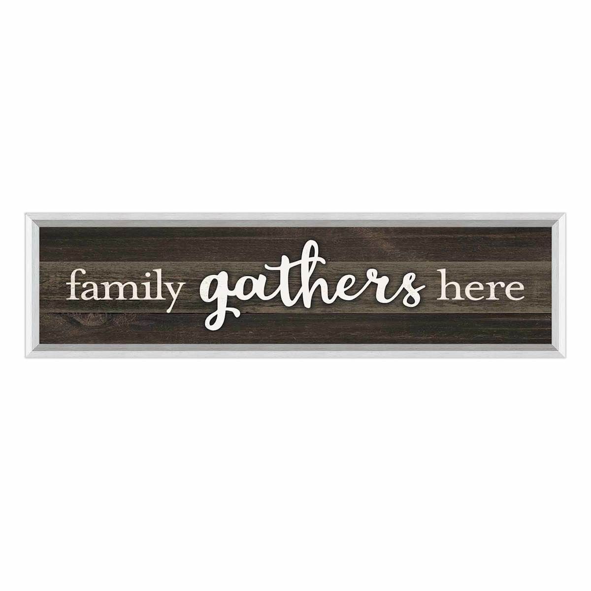 PBK Family Gathers Here Decorative Inset Wooden Box Sign 8 inch x 5 Inch