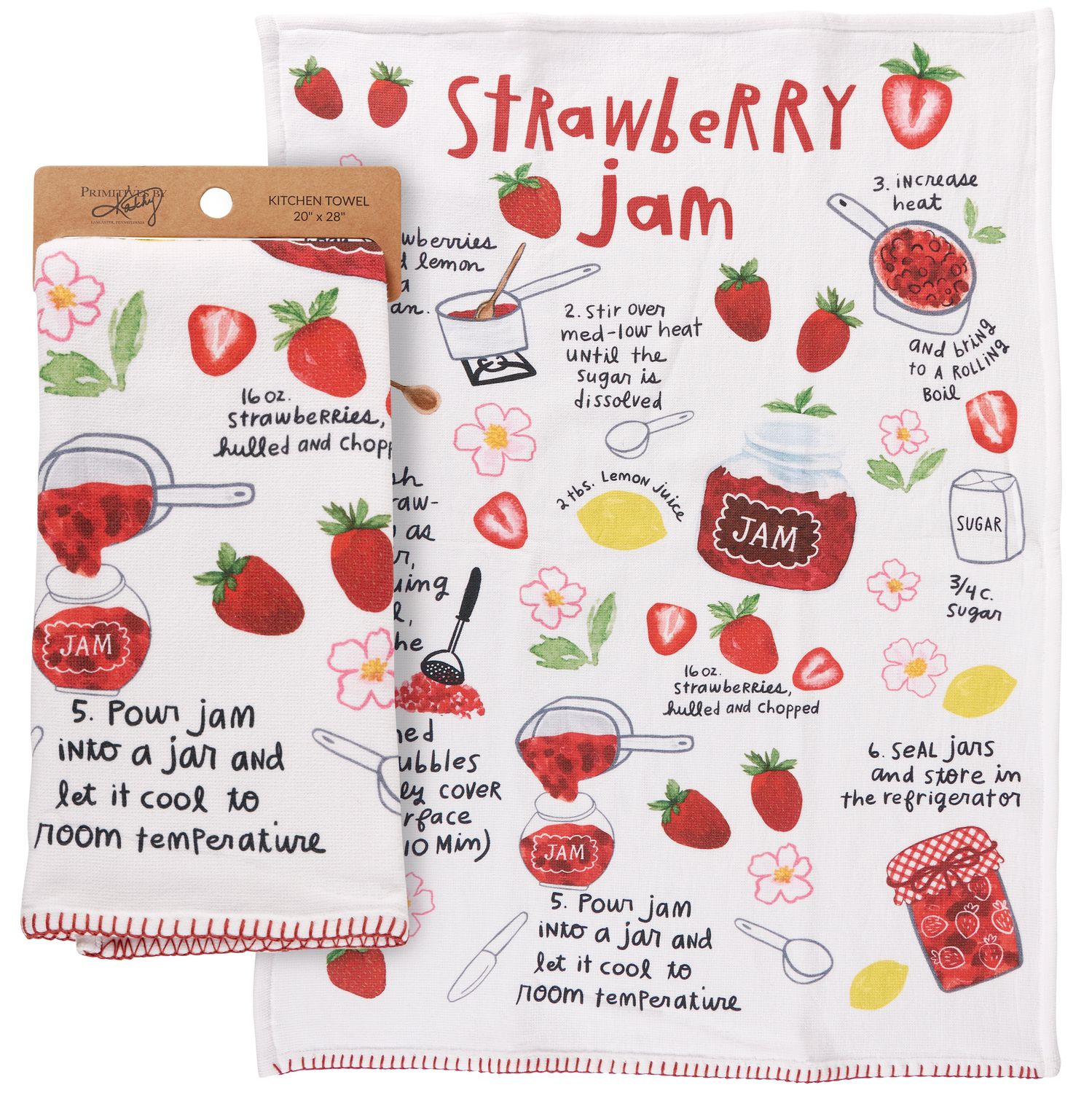 Primitives by Kathy Strawberry Jam Recipe Kitchen Towel