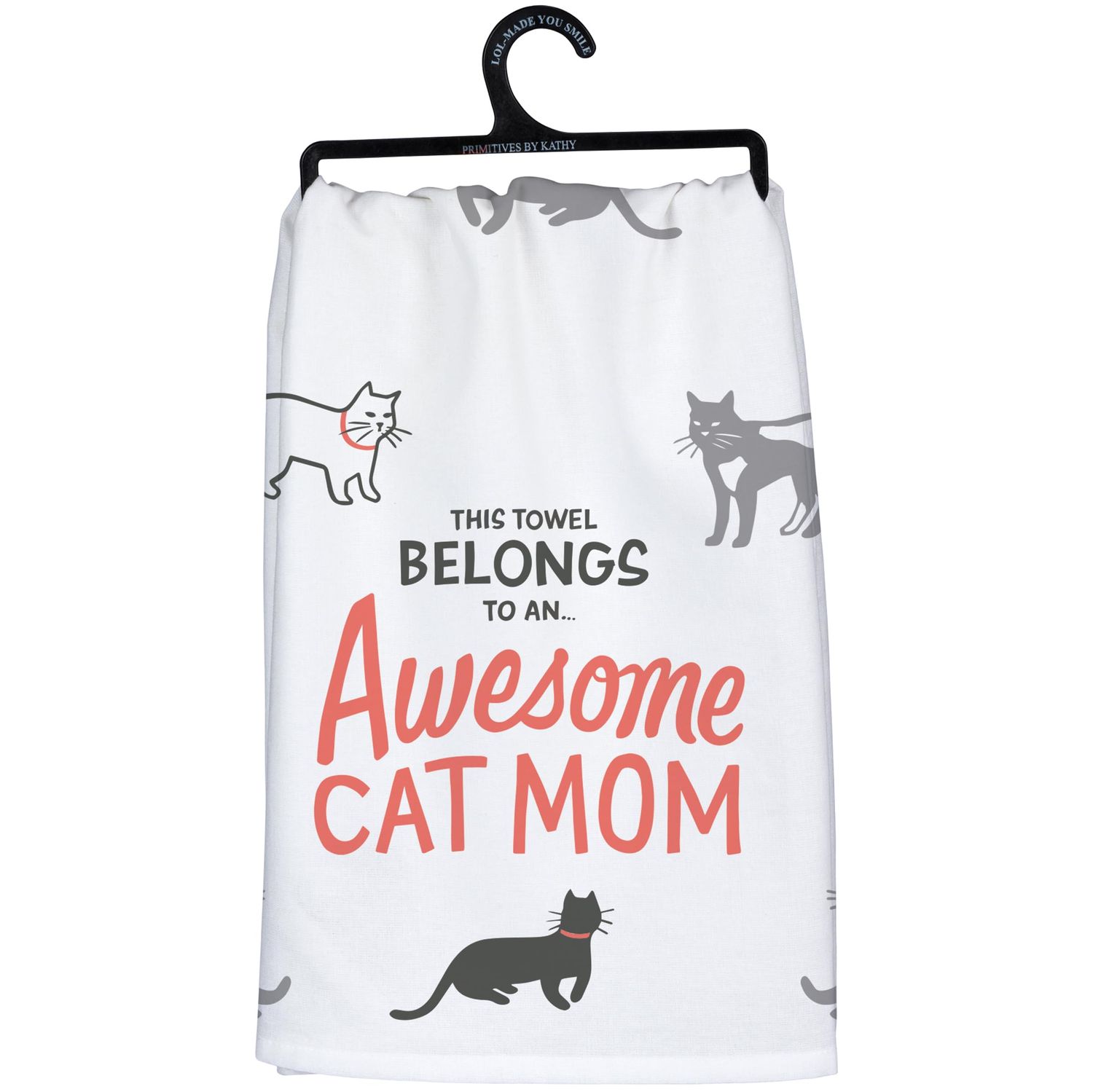Primitives by Kathy This Towel Belongs to an ... Awesome Cat Mom Decorative Kitchen Towel