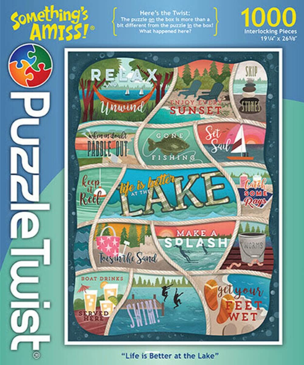 Puzzletwist Jigsaw Puzzle | Life is Better at The Lake | Something's Amiss! Series | 1000 Pieces | Vacation Relax Family Pastime