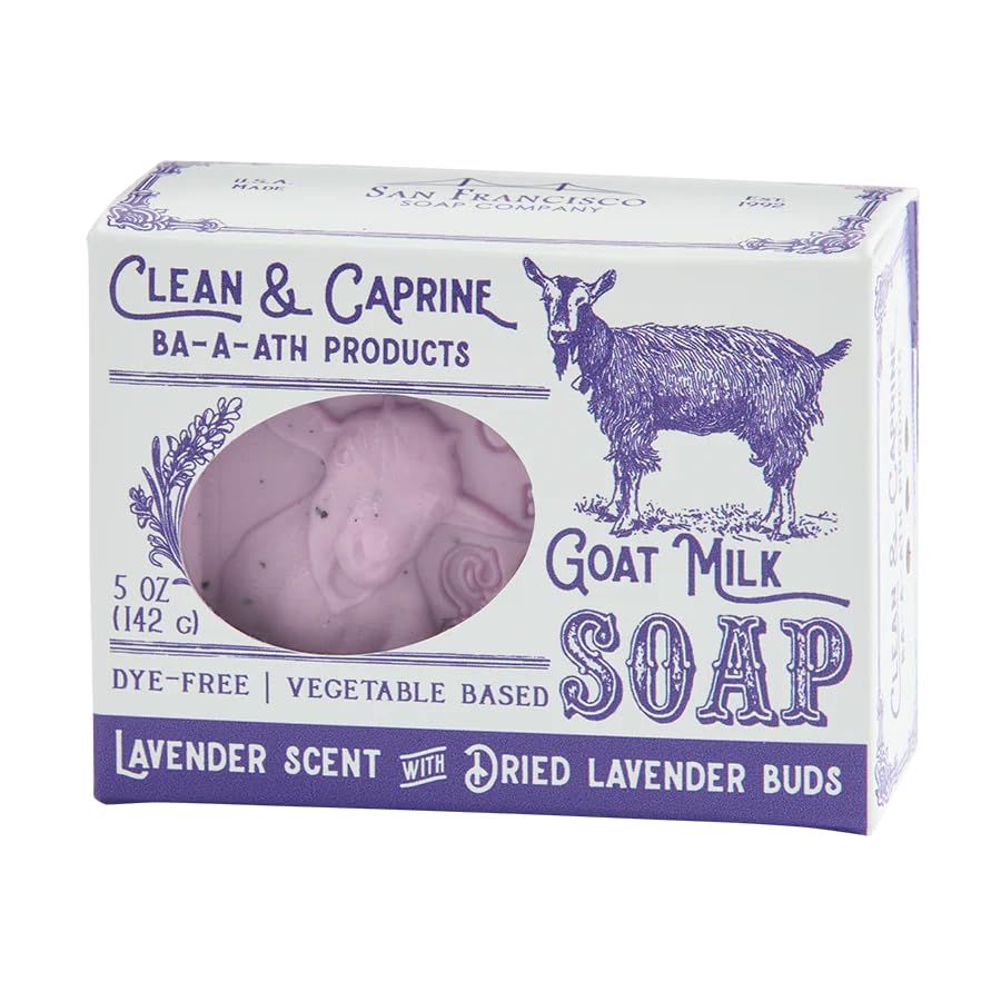 San Francisco Soap Company Clean &amp; Caprine Goat Milk Soap Bar | Lavender |Dye-Free Bar Soap | Enriched with Nourishing Goat Milk | Unisex Fragrance | 5oz