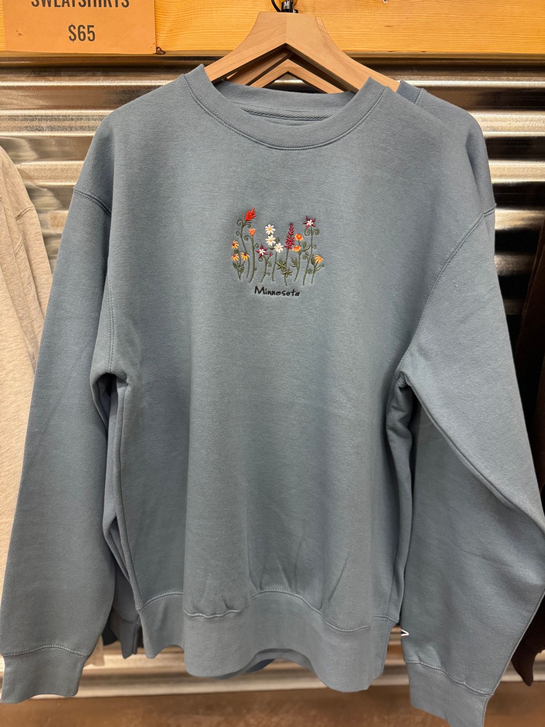 Minnesota Wildflower Embroidered Crewneck, Size: S