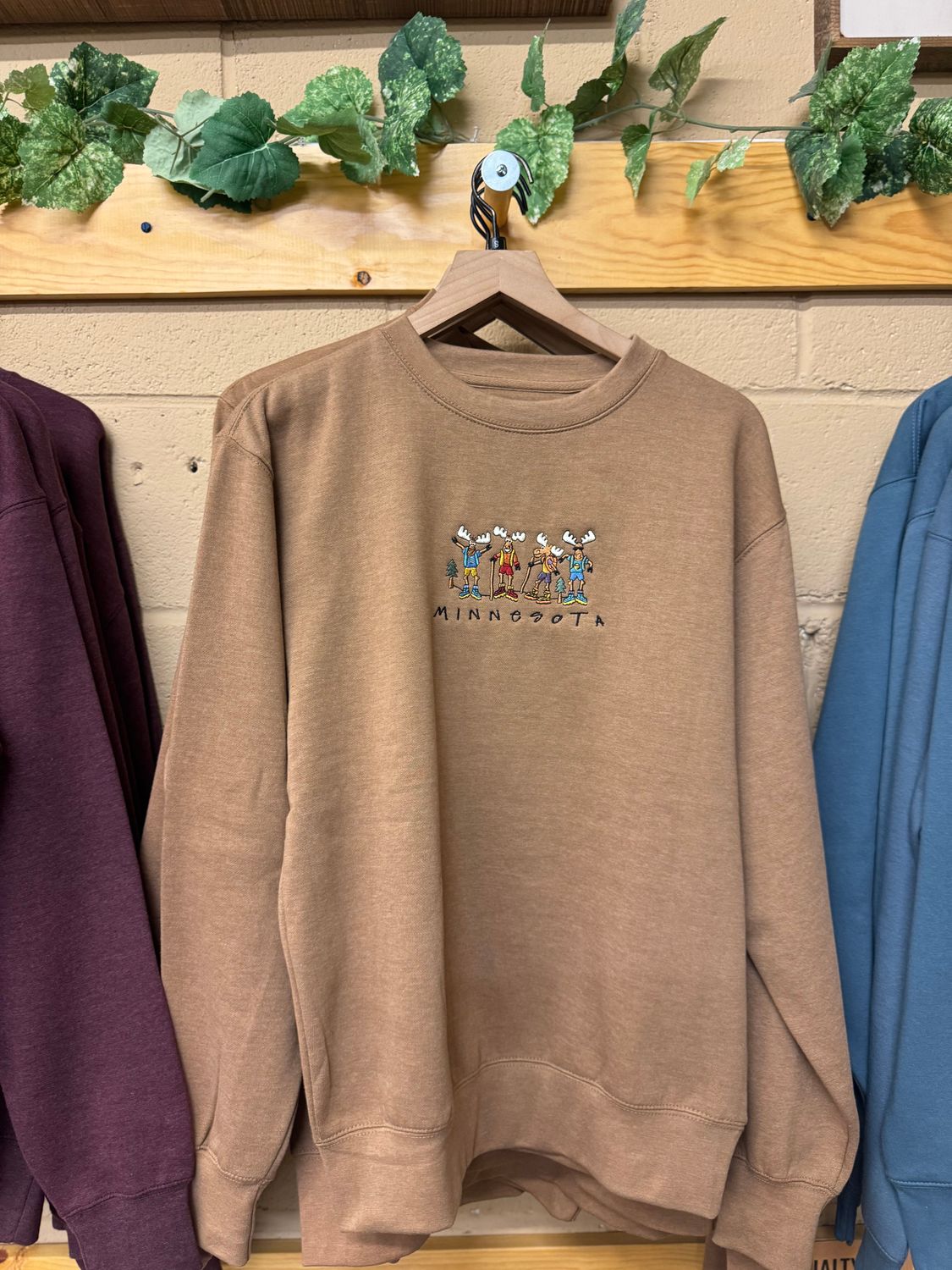 Minnesota Cartoon Moose Crewneck, Size: S