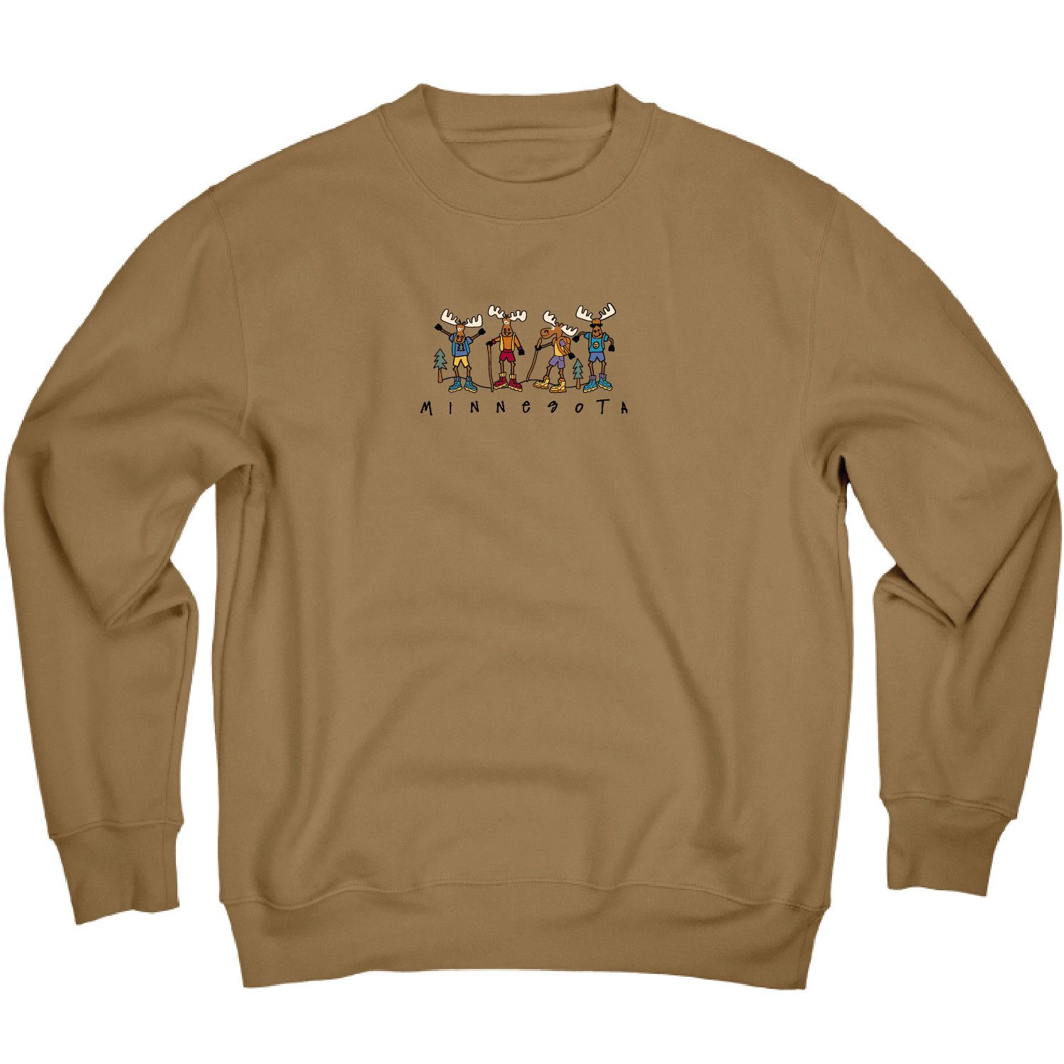 Minnesota Cartoon Moose Crewneck - Embroidered, Size: S