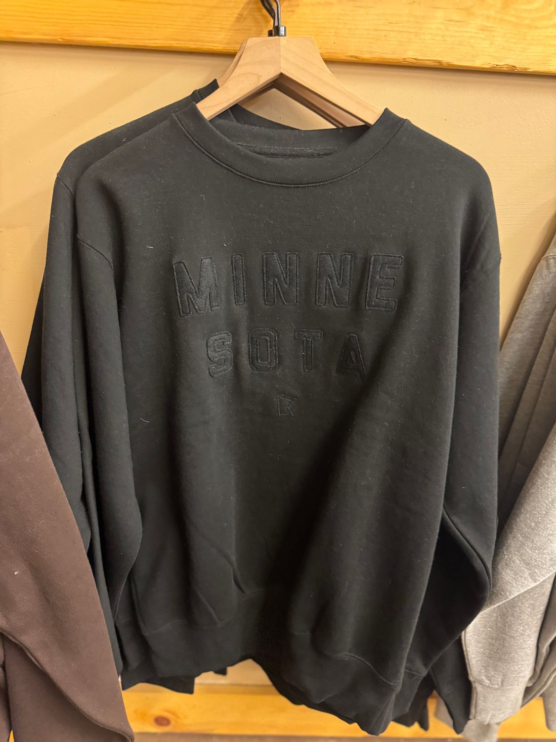 Minnesota Tonal Block Letter Crewneck, Size: S