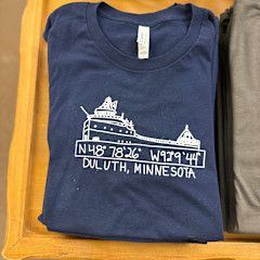 Duluth Coordinates Ore Boat Tee Navy