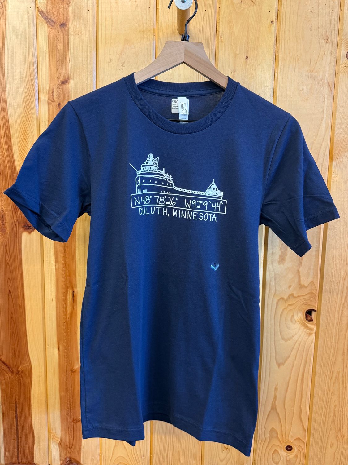 Duluth Coordinates Ore Boat Tee Navy, Size: S