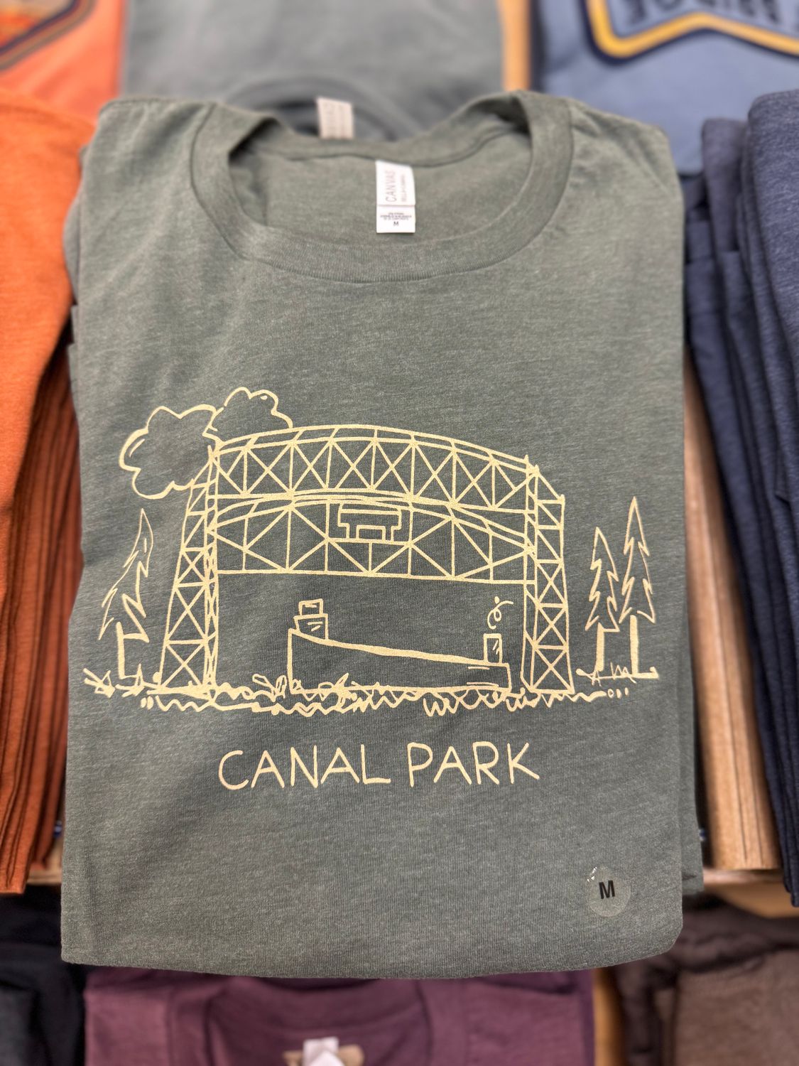Canal Park Aerial Lift Bridge Tee Olive, Size: S