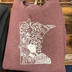Minnesota State Shape Nature Scene Crewneck