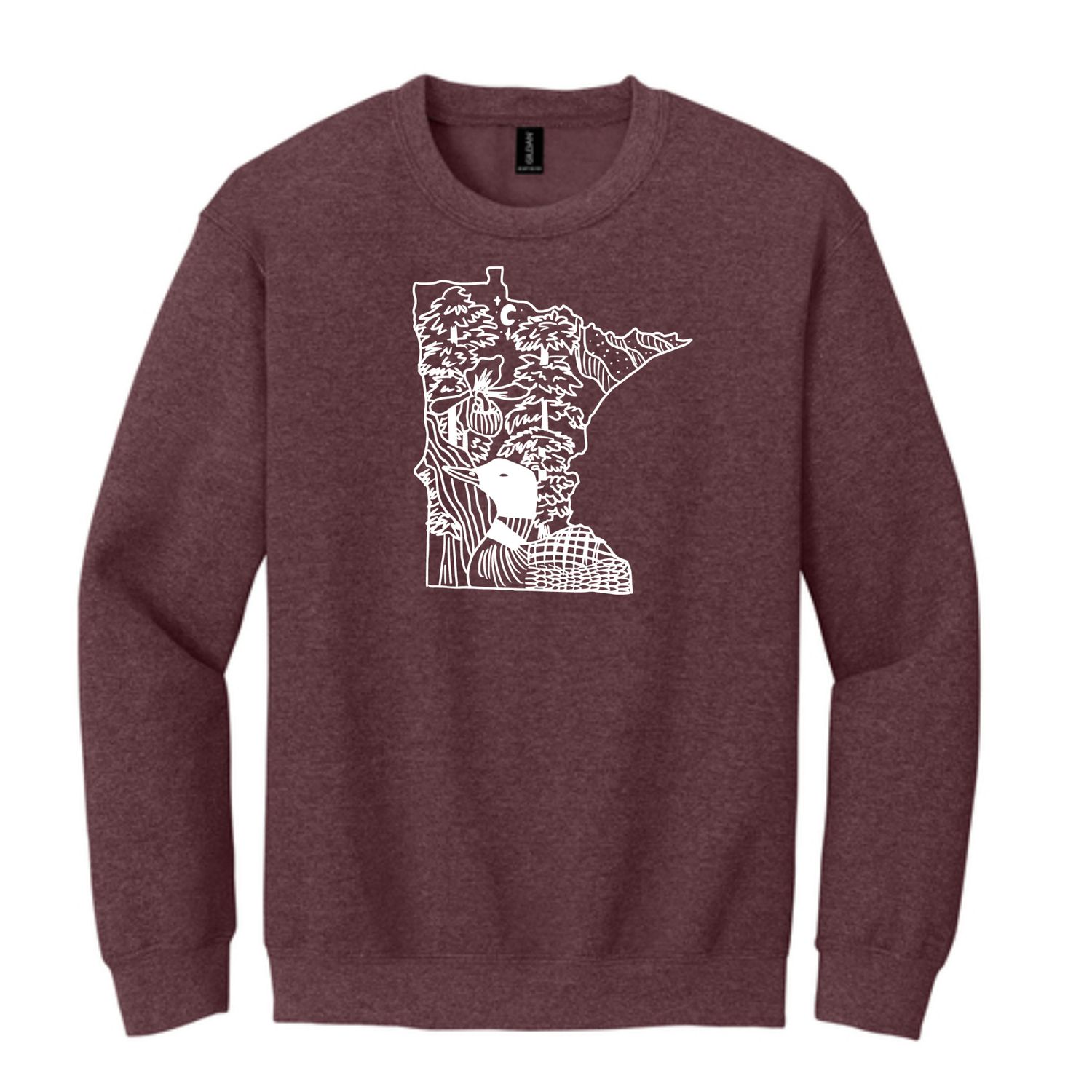 Minnesota State Shape Nature Scene Crewneck