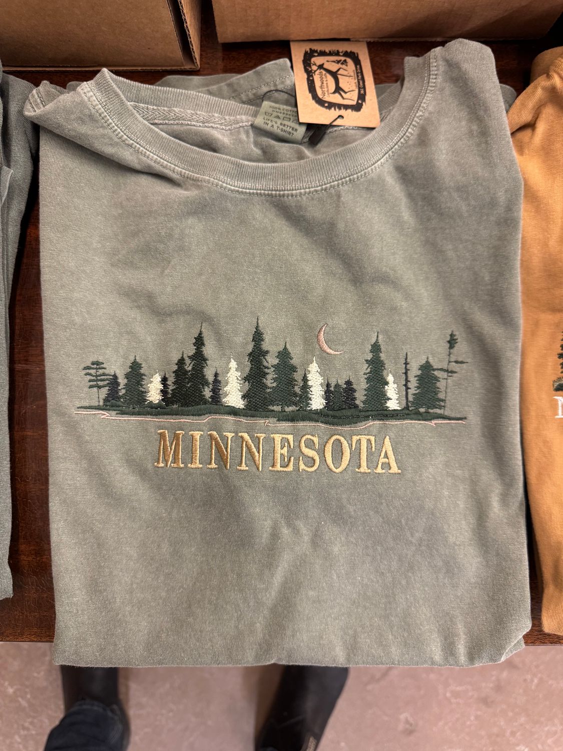 Minnesota Treeline Moon Tee Steel Blue, Size: S