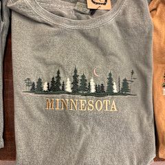 Minnesota Treeline Moon Tee Steel Blue