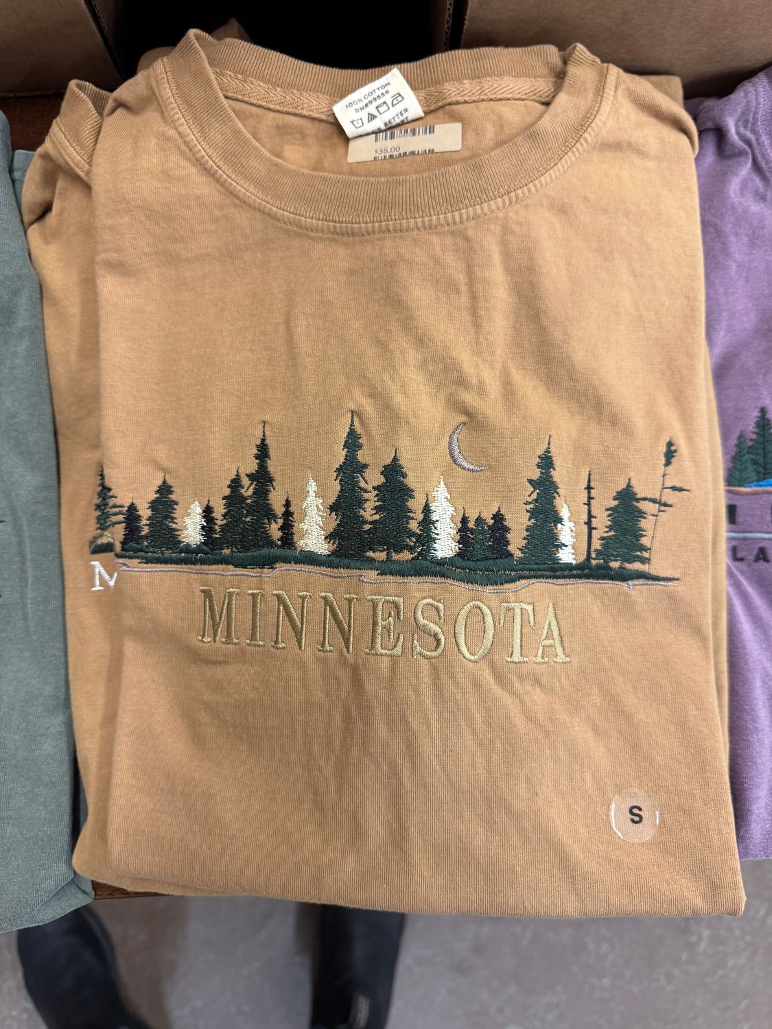 Minnesota Treeline Moon Tee Tan, Size: S