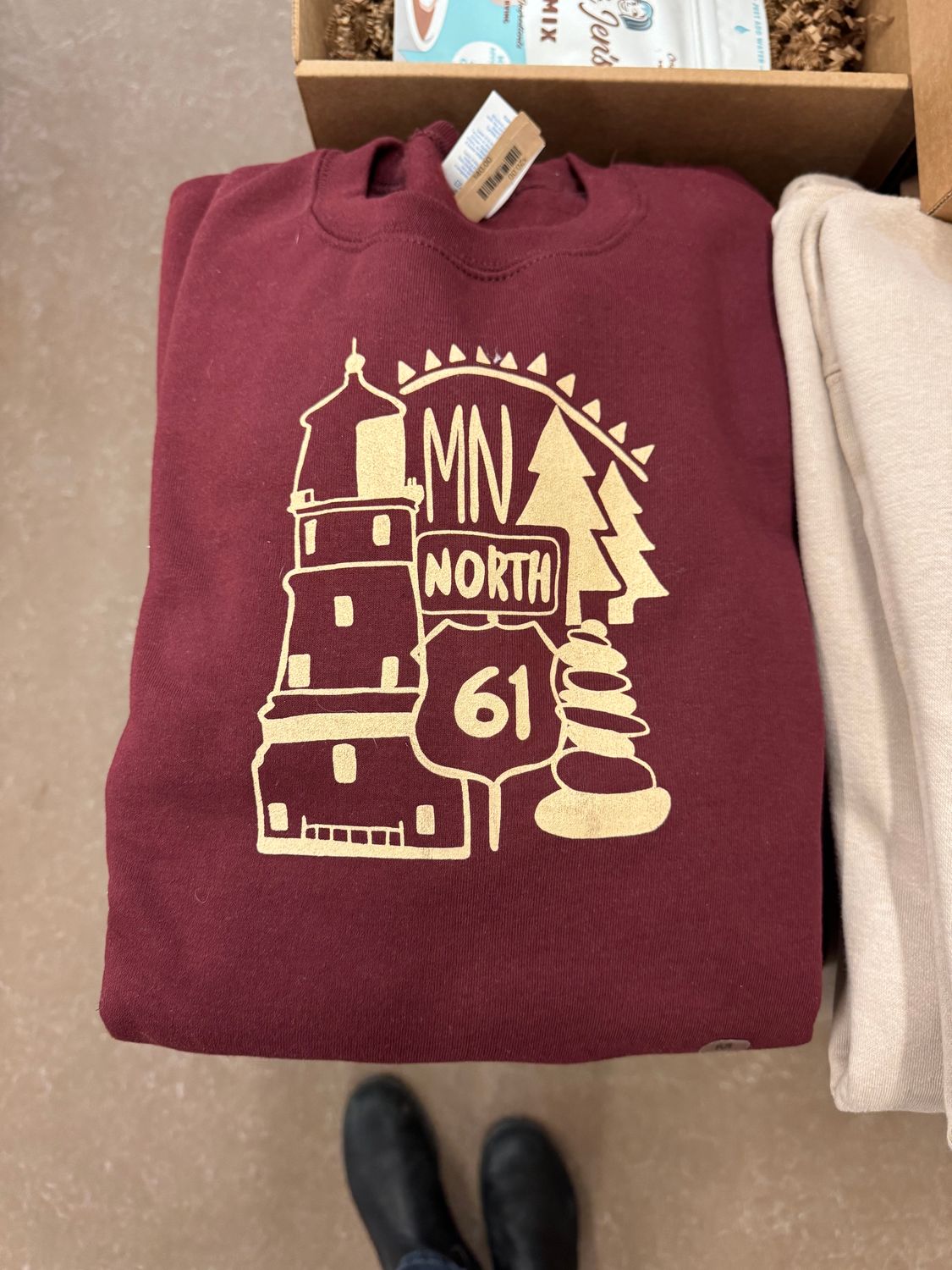 MN North Shore Highway 61 Lighthouse Crewneck, Size: S