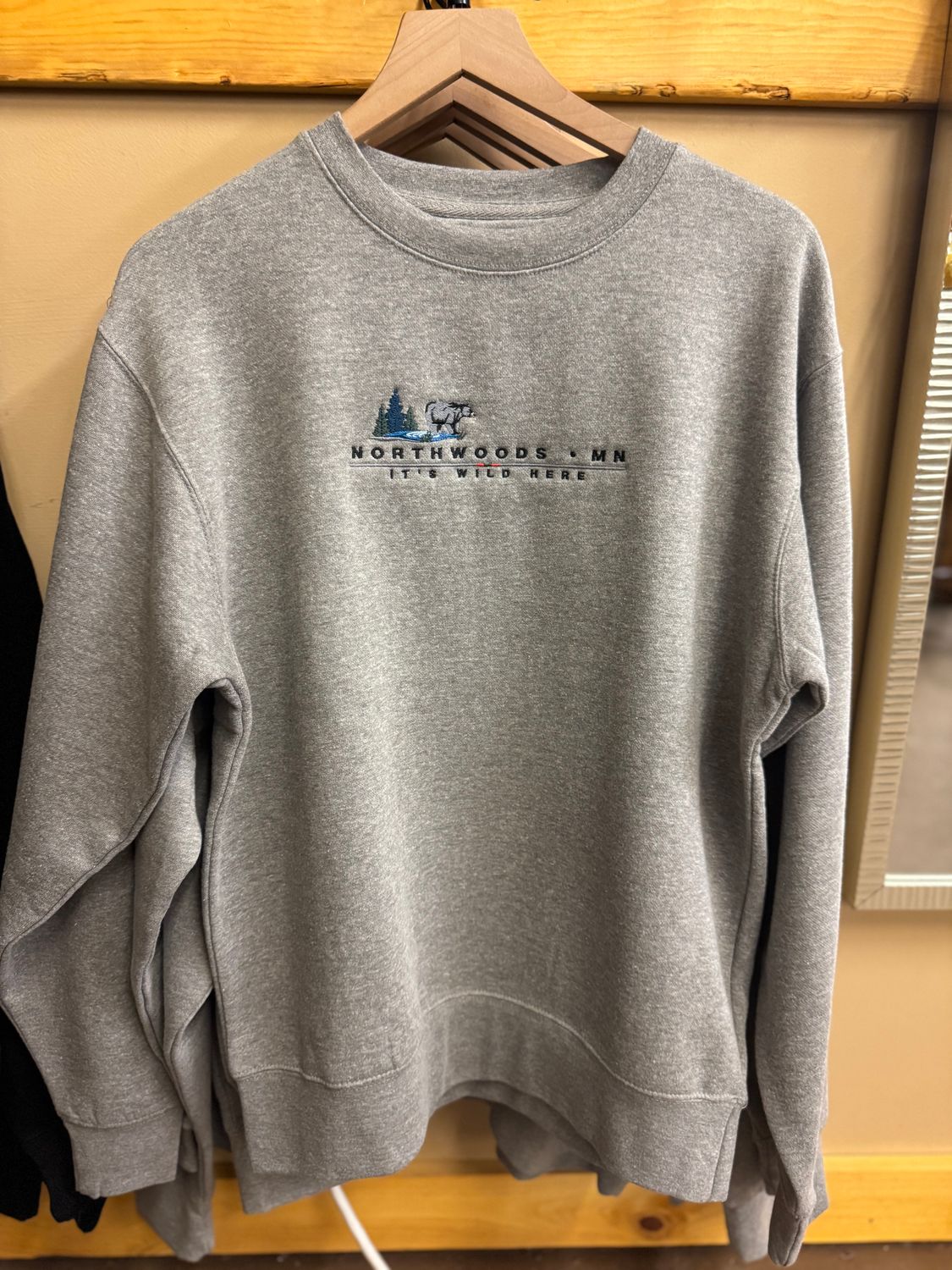 Northwoods MN Its Wild Here Crewneck - Embroidered, Size: S
