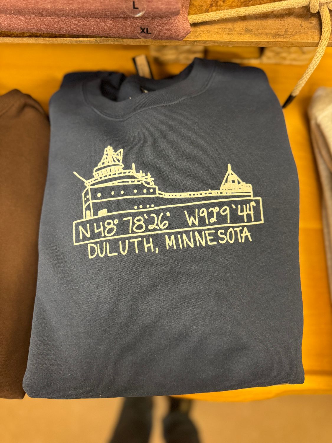 Duluth Coordinates Ore Boat Crewneck, Size: S