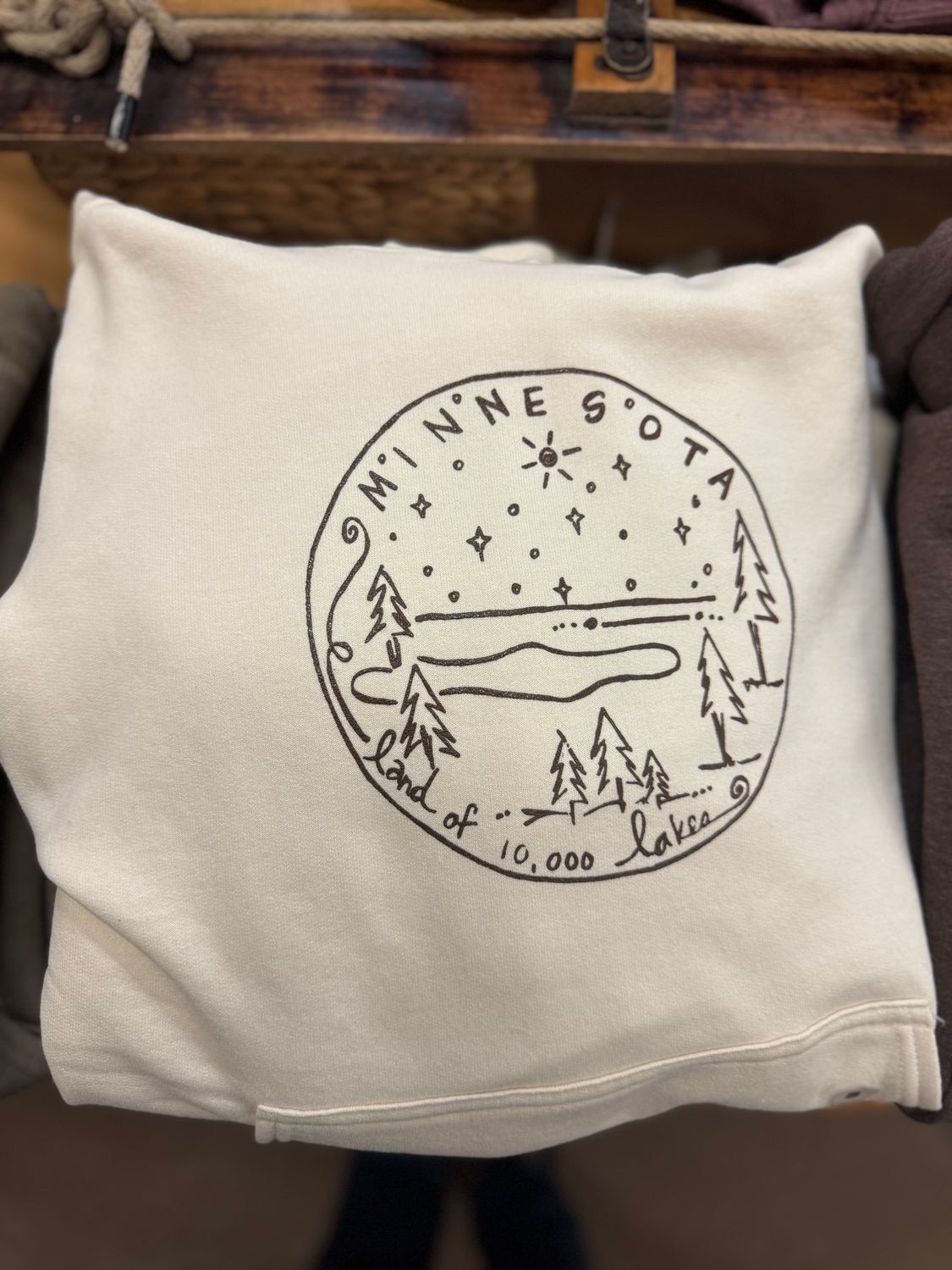 Minnesota Land of 10000 Lakes Sketch Hoodie Natural, Size: S