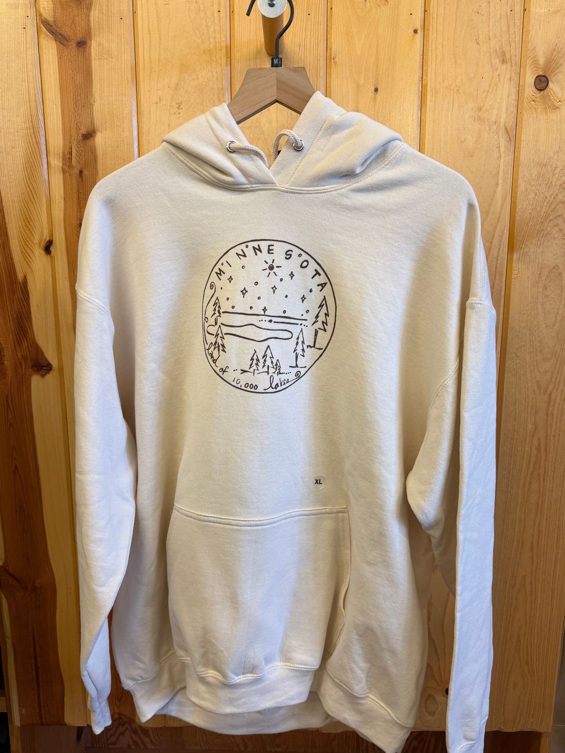 Minnesota Land of 10000 Lakes Sketch Hoodie Natural, Size: S