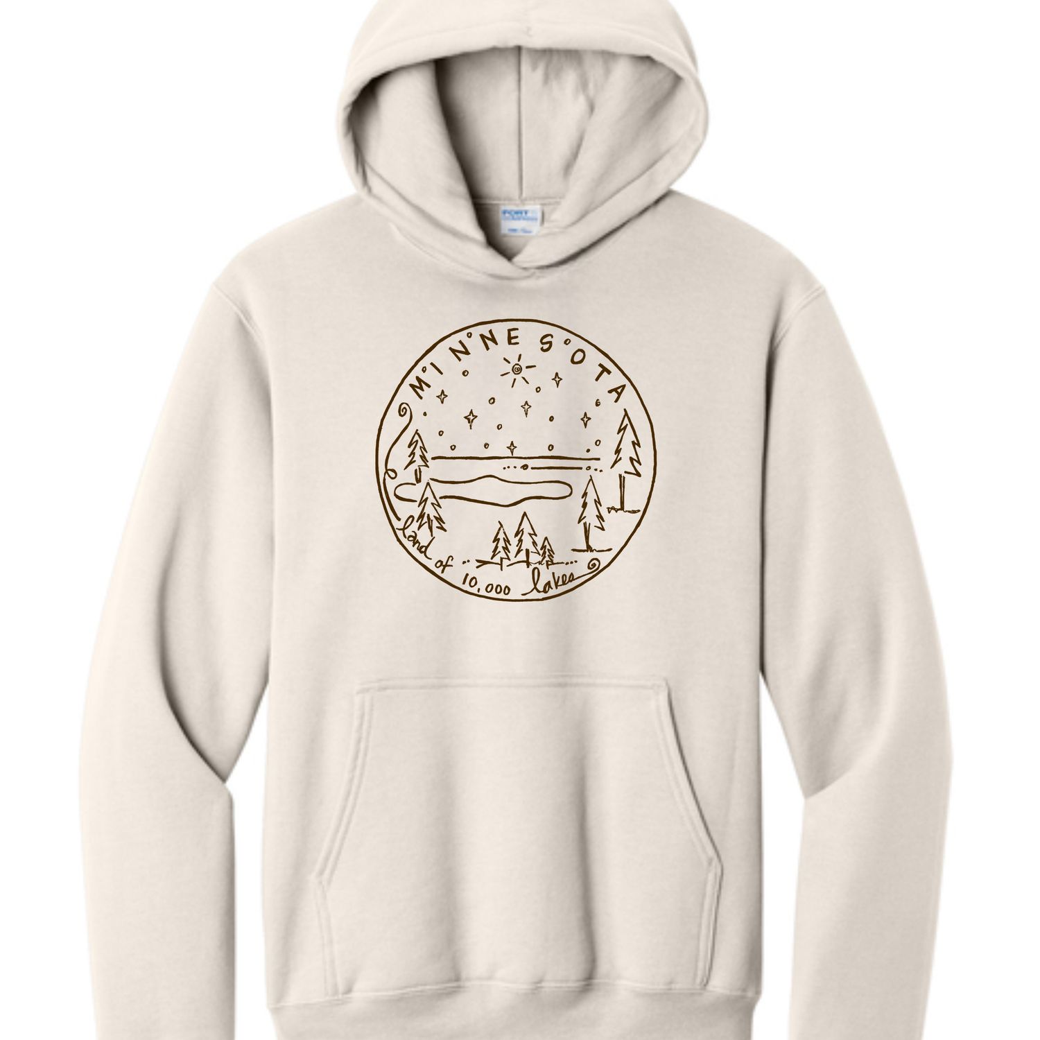 Minnesota Land of 10000 Lakes Sketch Hoodie Natural