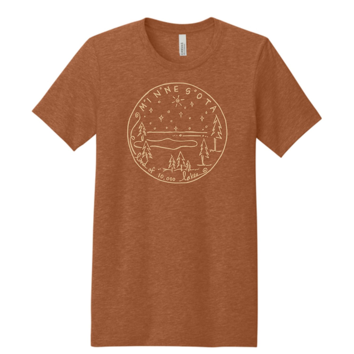 Minnesota Land of 10000 Lakes Sketch Tee Rust