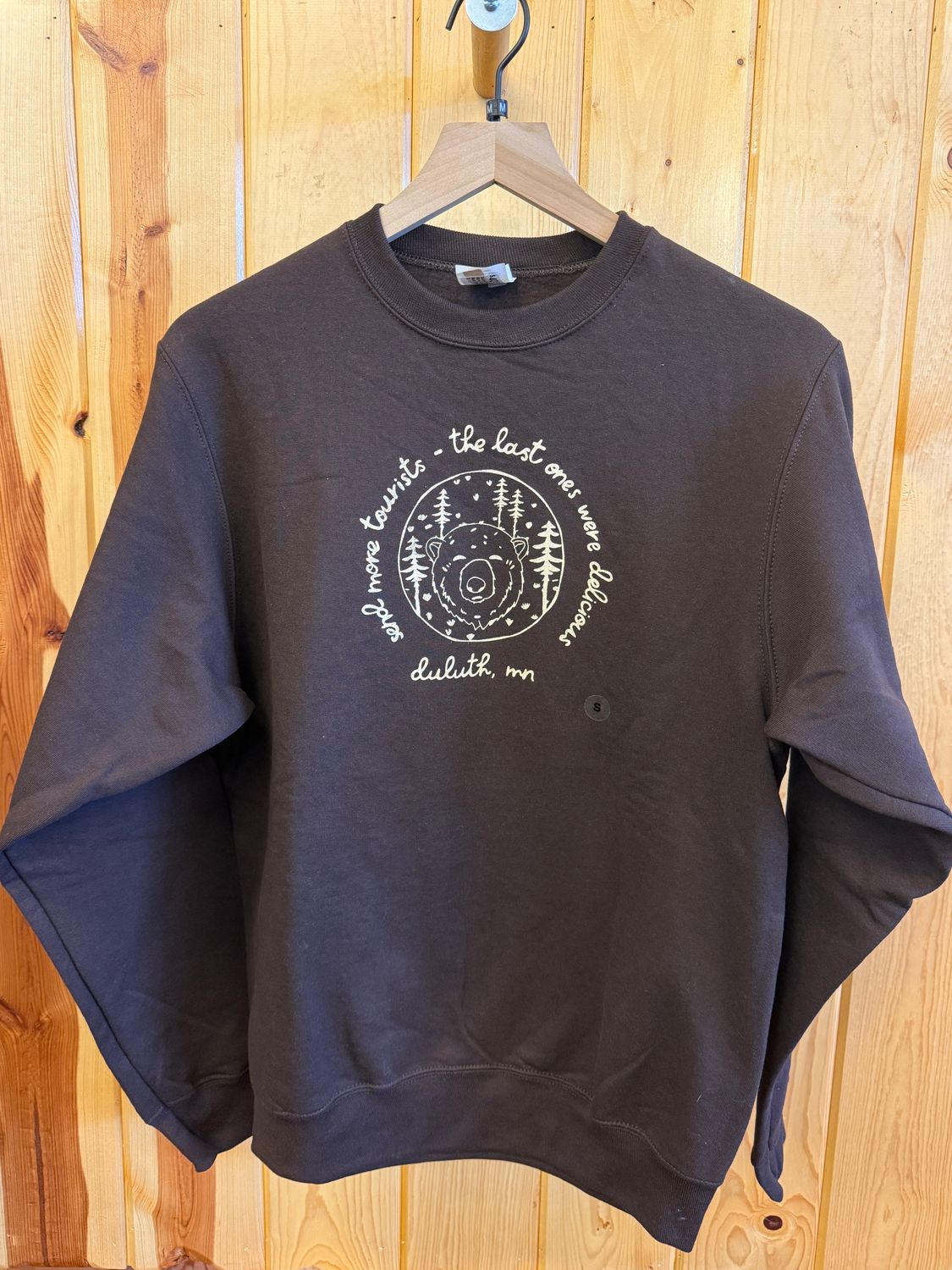 Duluth Send More Tourists Bear Crew Neck, Size: S