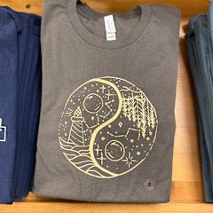 Lake Superior Lighthouse Yin Yang Tee Charcoal