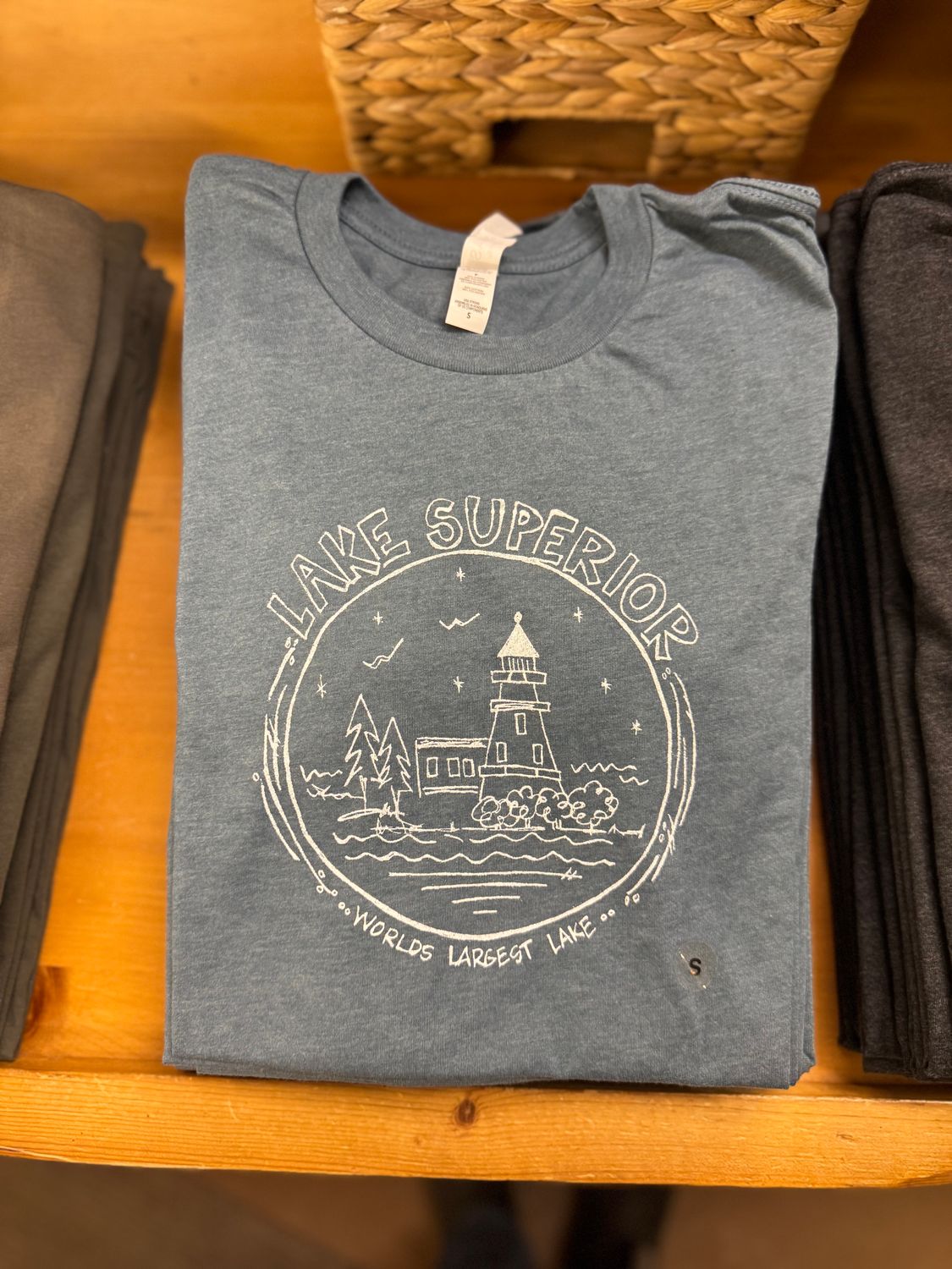 Lake Superior Lighthouse Circle Tee Steel Blue, Size: S