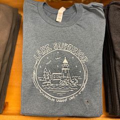 Lake Superior Lighthouse Circle Tee Steel Blue