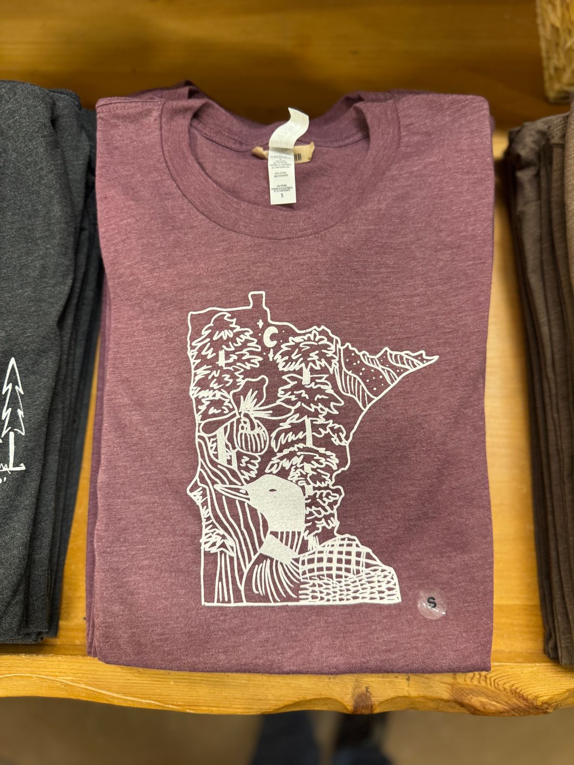 Minnesota State Shape Nature Scene Tee, Size: S