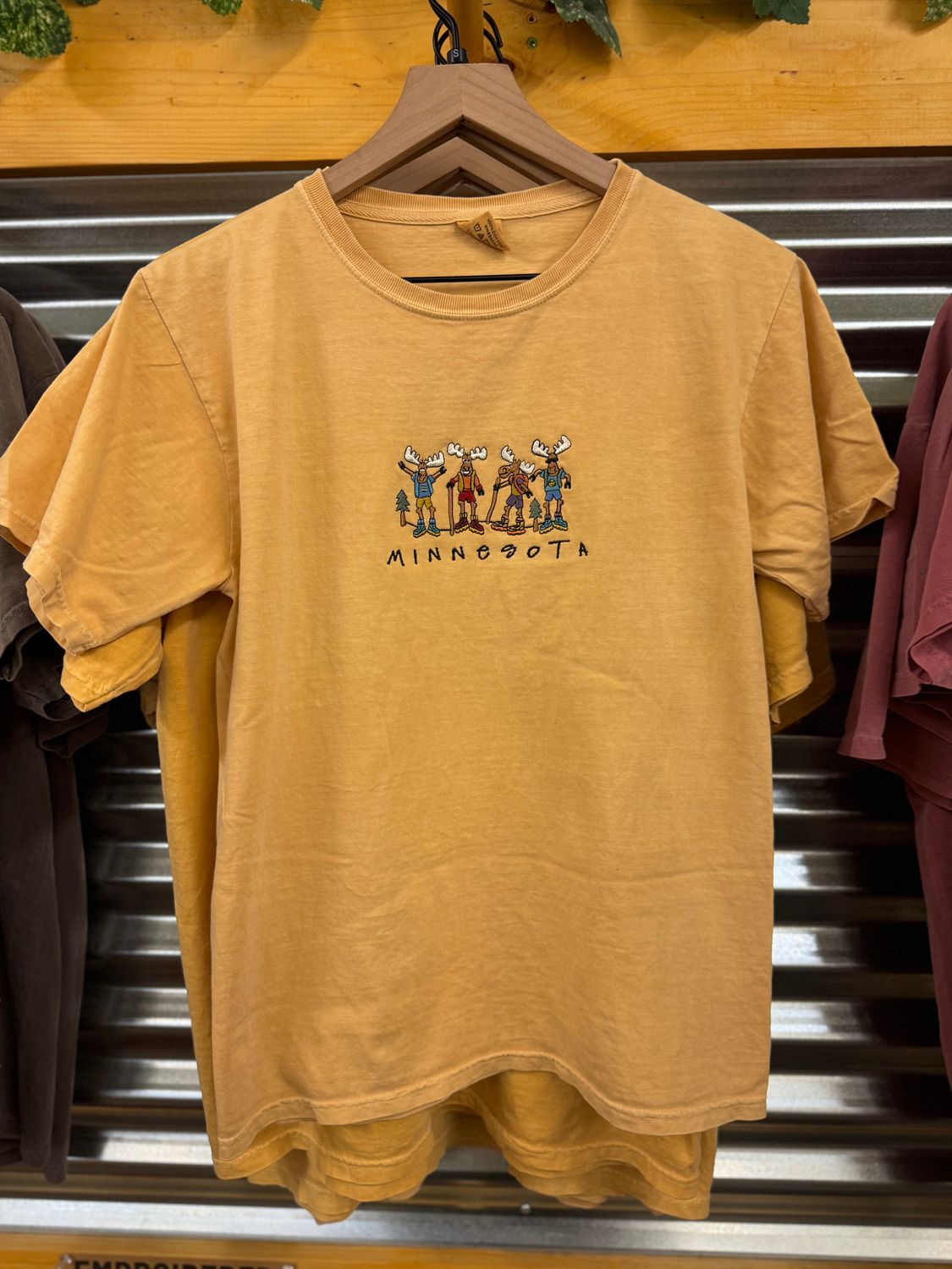 Minnesota Cartoon Moose Embroidered Tee, Size: S