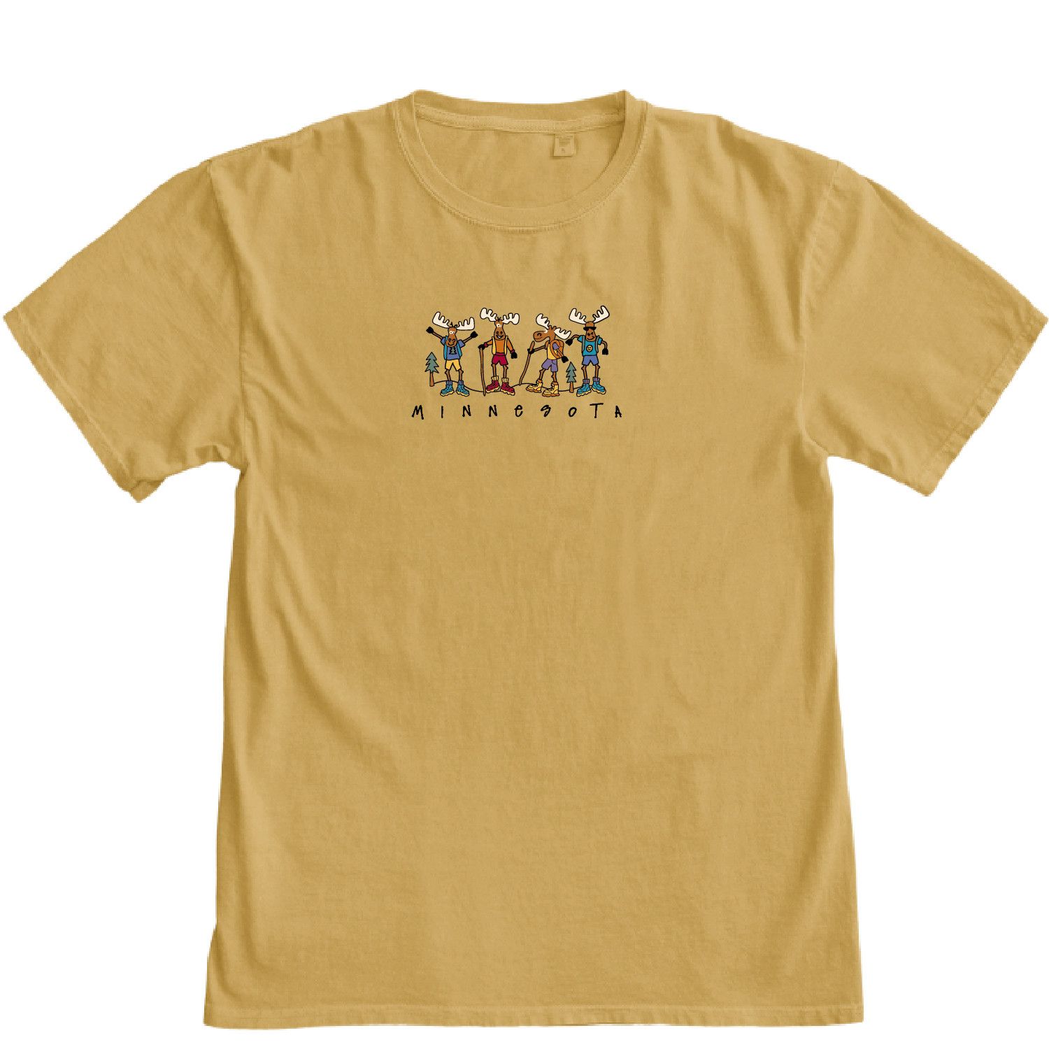 Minnesota Cartoon Moose Embroidered Tee