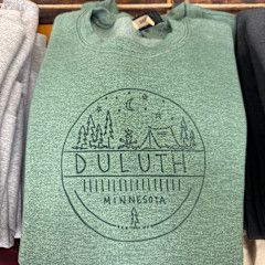 Duluth Camping Scene Circle Crewneck Sage