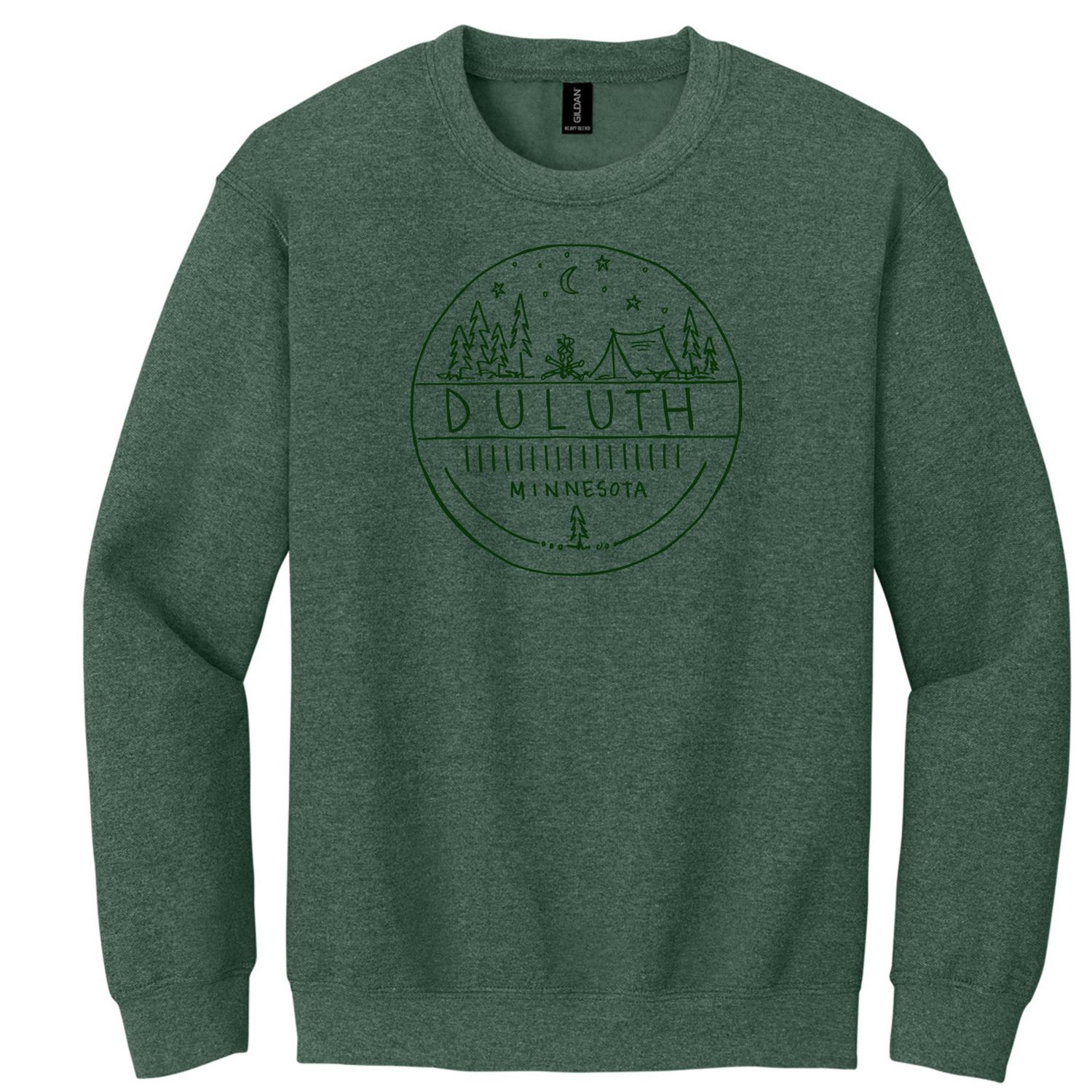 Duluth Camping Scene Circle Crewneck Sage