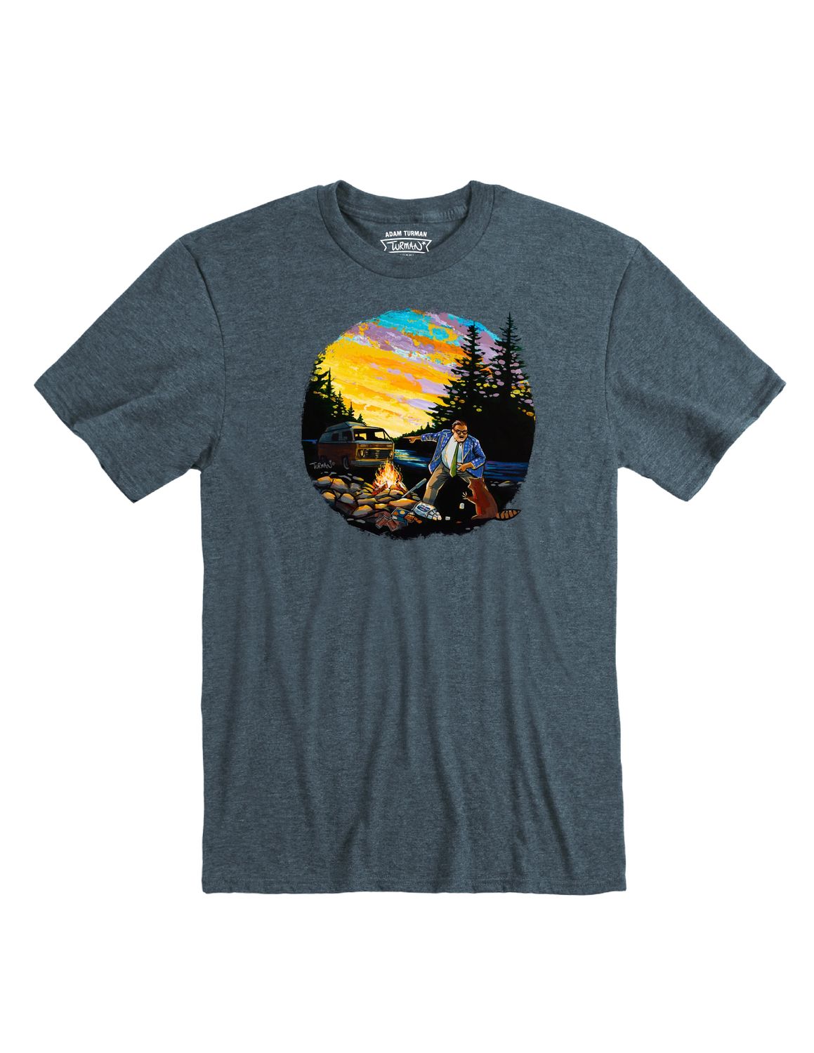 "Camp Down By The River" Heather Charcoal T-shirt, Size: M