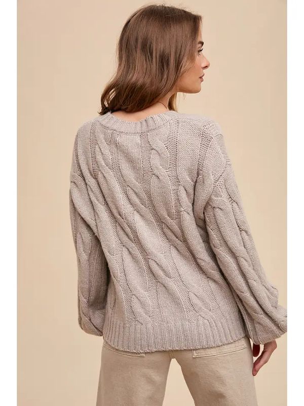 Embroidered Cable Knit Cardigan