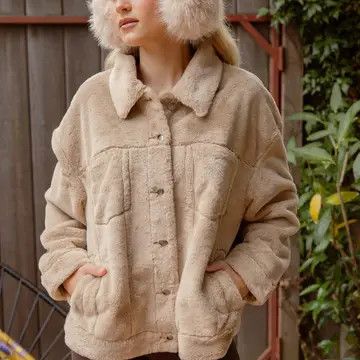 Teddy Collared Button Down Jacket - Khaki