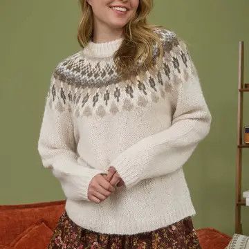 Fair Isle Pattern Long Sleeve Knit Sweater - IVORY MULTI