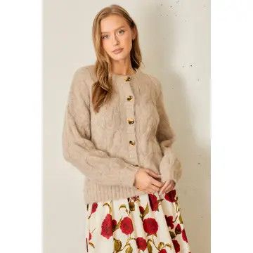  Cable Knit Sweater Cardigan