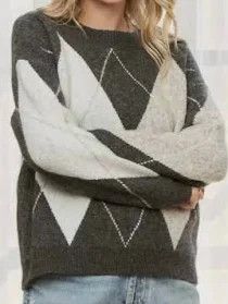 Diamond Wool Sweater - Gray